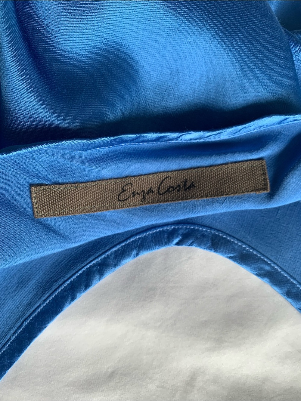 Enza Costa Bias Cut Bright Blue Midi Slip Dress NWOT Size Medium - Picture 4 of 5